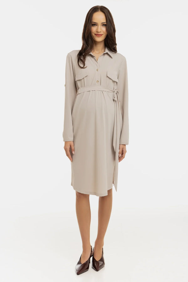 Umstands- und Stillblusenkleid – Sand