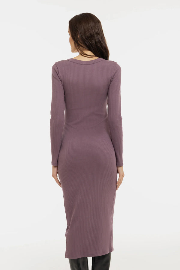 Umstands- und Stillkleid aus Rippjersey mit Knöpfen - Altrosa