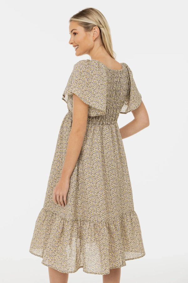 Boho-Umstandskleid aus Baumwolle mit Spitzenausschnitt