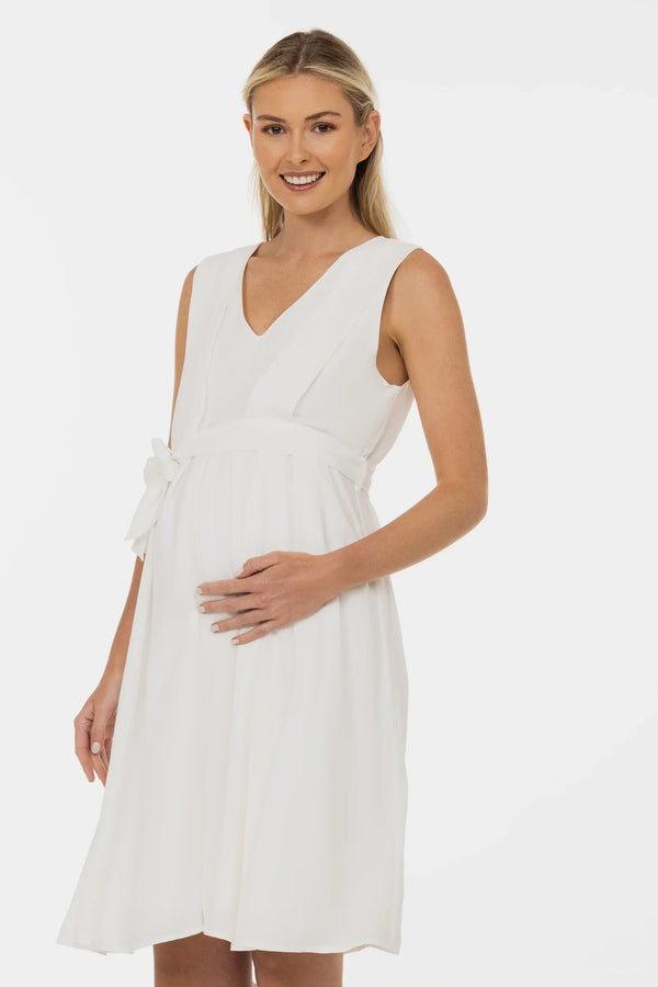 Luftiges Umstandsbrautkleid mit Stillfunktion – Weiß