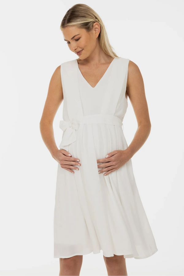 Luftiges Umstandsbrautkleid mit Stillfunktion – Weiß