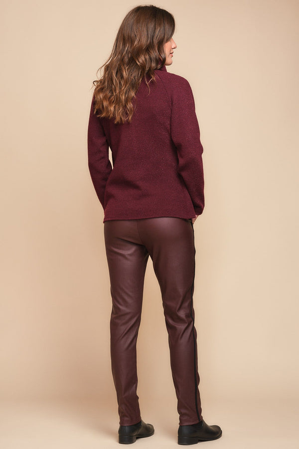 Umstandshose aus Kunstleder – Bordo