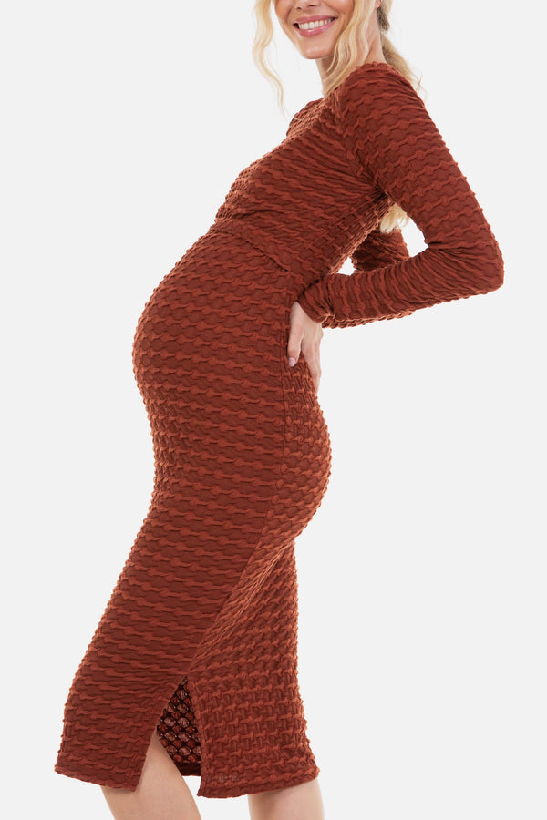 Langes figurbetontes Umstands- und Stillkleid - Kupfer