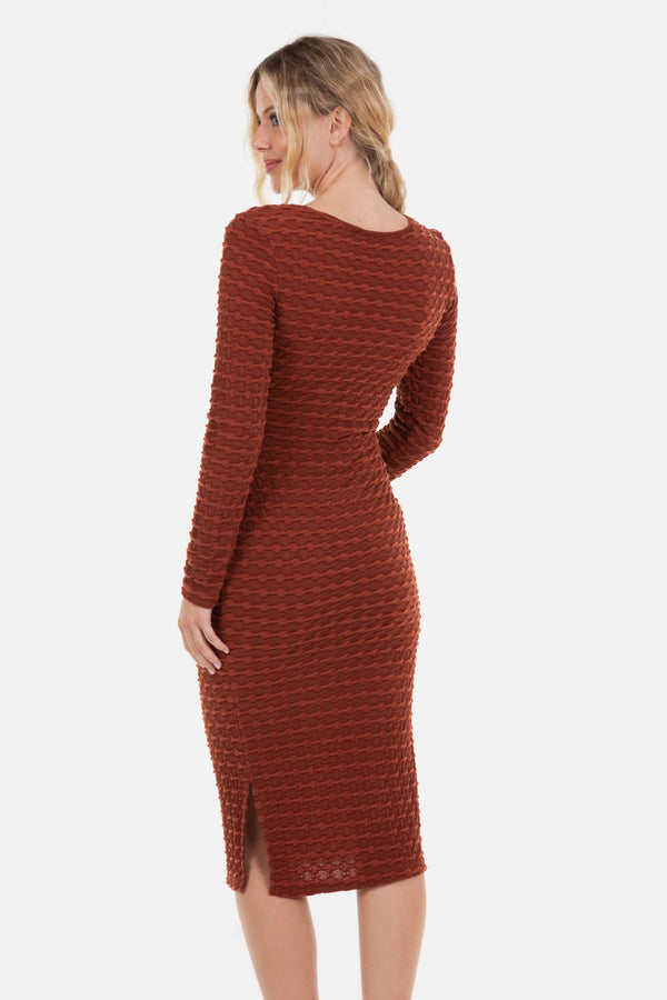 Langes figurbetontes Umstands- und Stillkleid - Kupfer