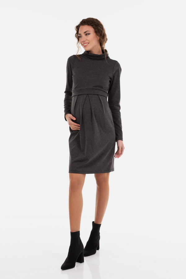 Umstands- und Stillkleid mit Rollkragen