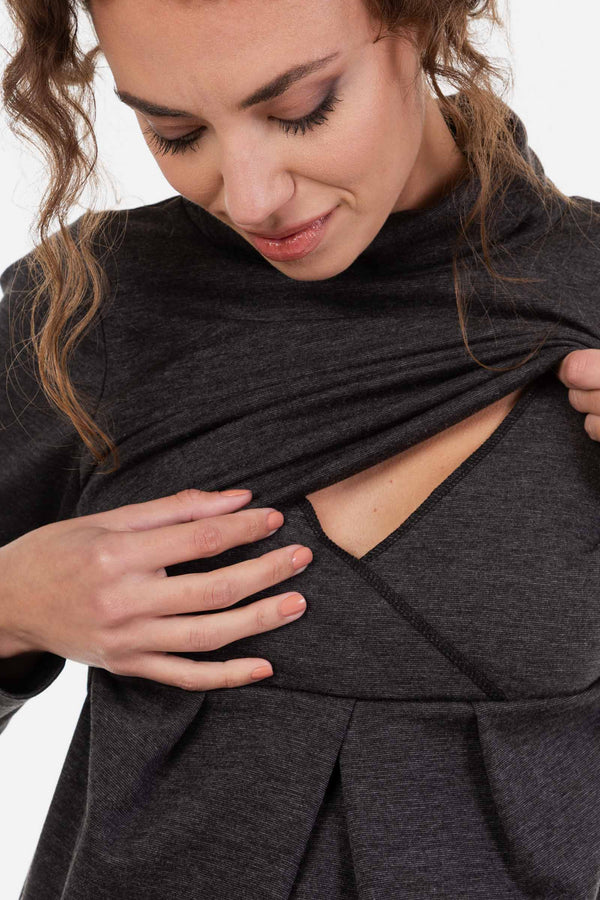 Umstands- und Stillkleid mit Rollkragen