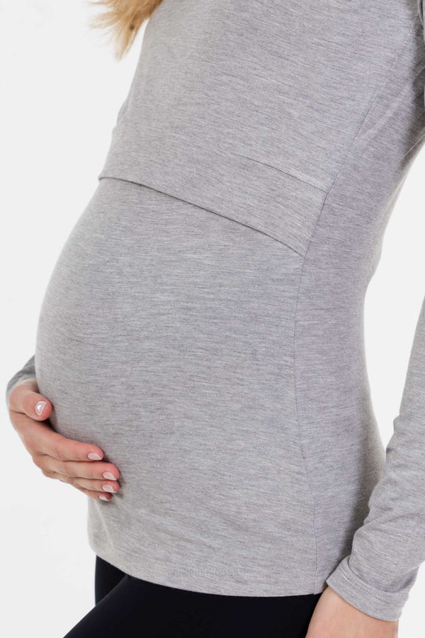 Umstands- und Stilltop aus Bambus – Grau