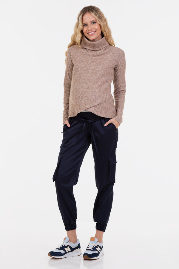 Gerippter Umstands- und Stillpullover