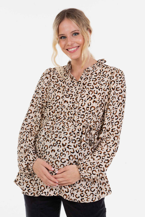 Umstands- und Stillbluse mit Animal-Print