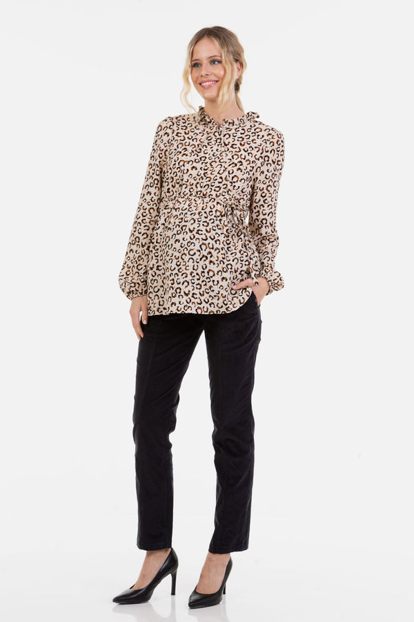 Umstands- und Stillbluse mit Animal-Print