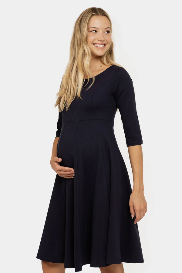 Ausgestelltes Umstands- und Stillkleid – Dunkelblau