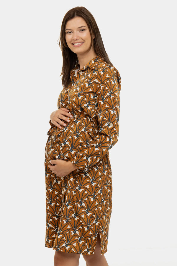 Gemustertes satiniertes Umstands- und Still-Blusenkleid