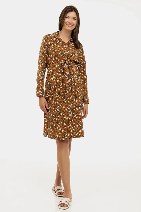 Gemustertes satiniertes Umstands- und Still-Blusenkleid