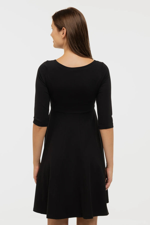 Ausgestelltes Umstands- und Stillkleid – Schwarz