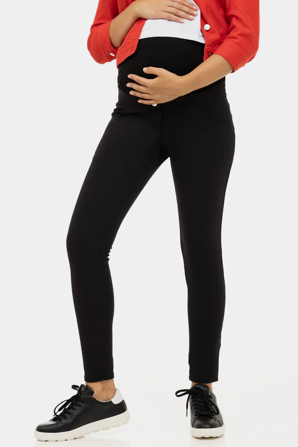 Figurbetonte elastische Umstandshose – Schwarz