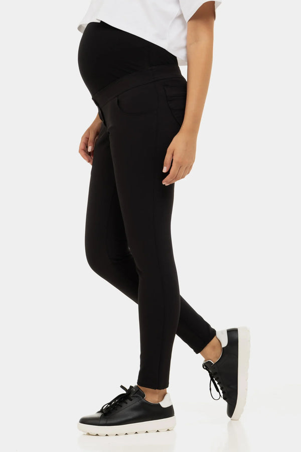 Figurbetonte elastische Umstandshose – Schwarz