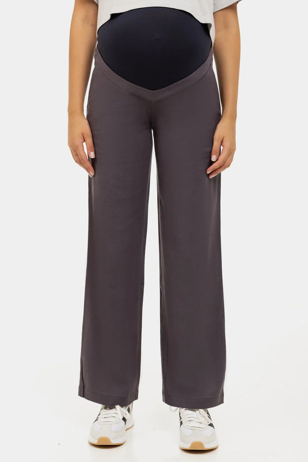 Weite Umstandshose mit Überbauchbund – Dunkelgrau