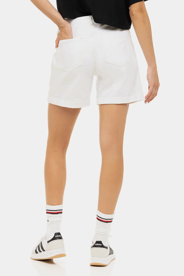 Weiße Umstandsshorts aus Denim mit umgeschlagenem Saum