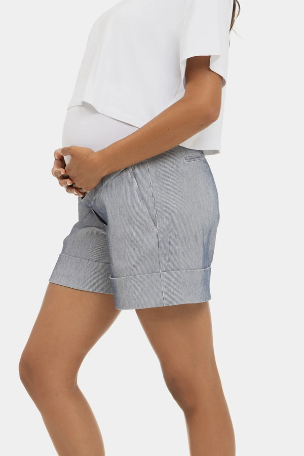 Gestreifte Umstandsshorts – Dunkelblau