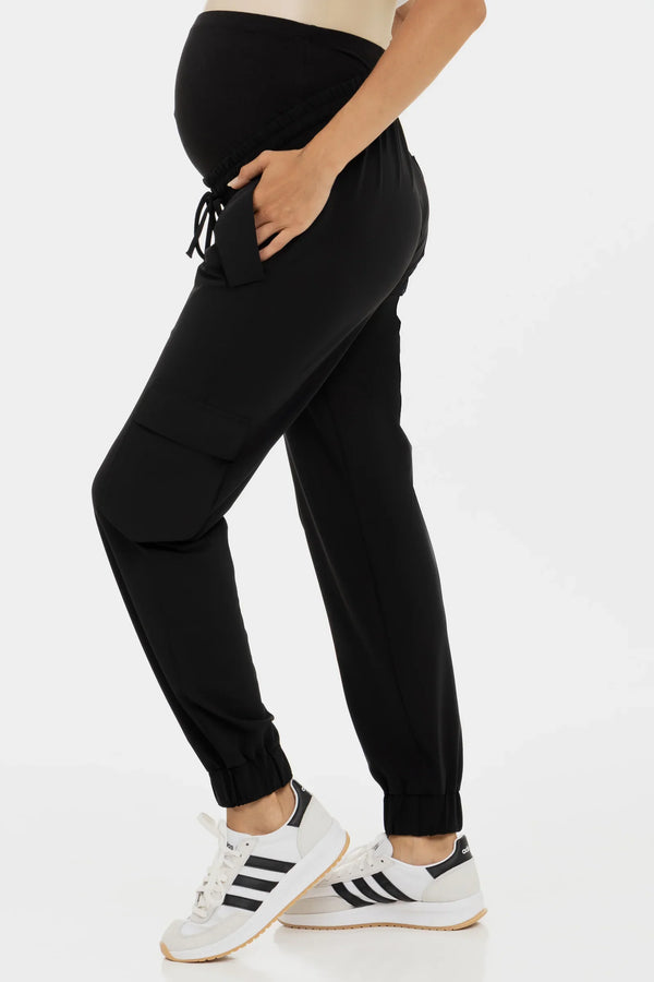 Jersey-Cargo-Umstandshose – Schwarz