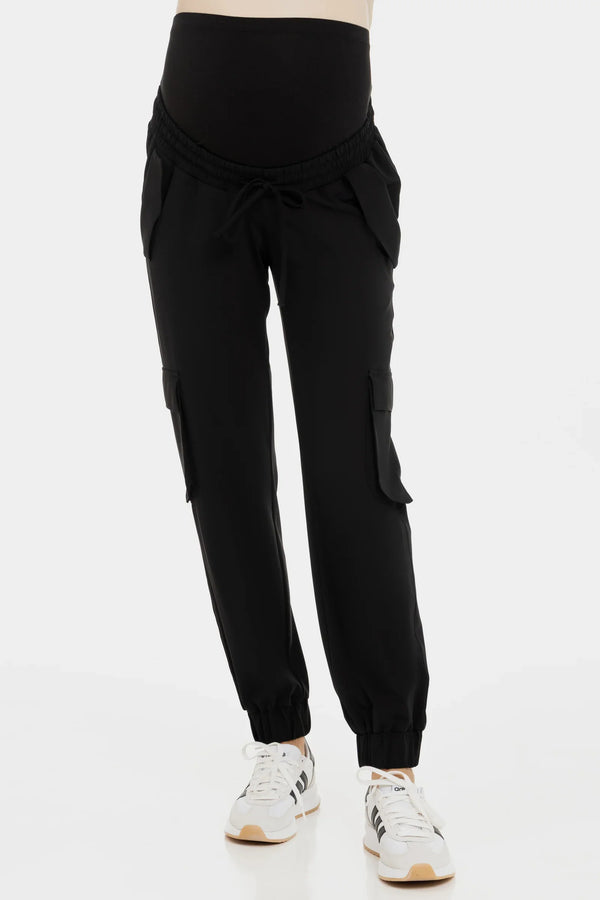 Jersey-Cargo-Umstandshose – Schwarz