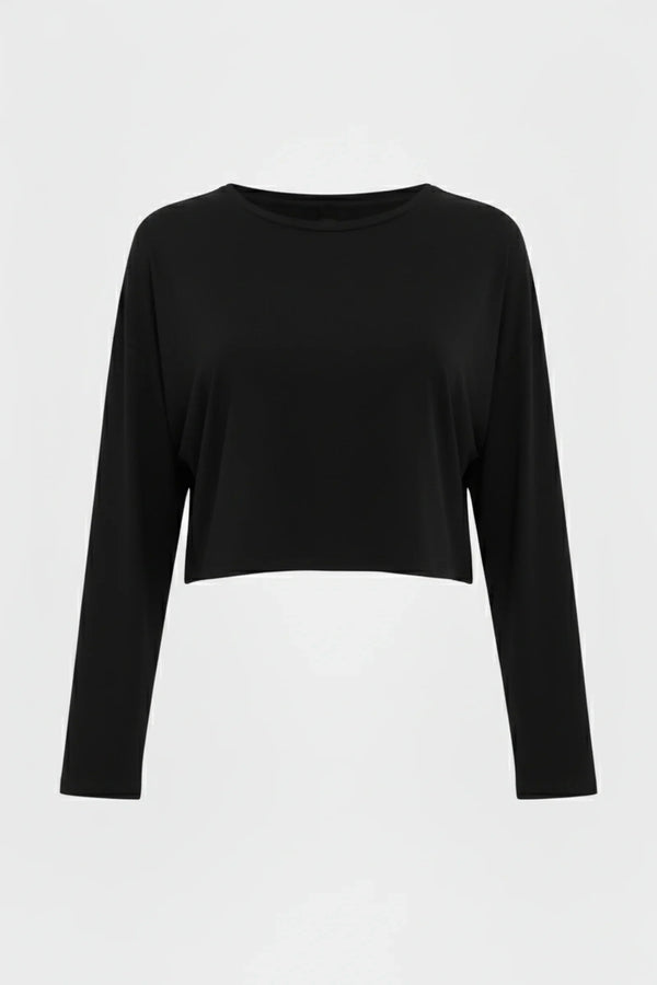 Cropped Umstandstop aus weichem Tencel™ Modal - Schwarz