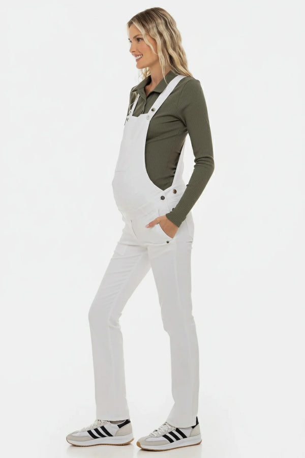 Denim-Umstandslatzhose – Weiß