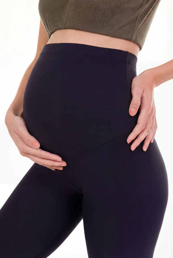 Umstands-Leggings aus Jersey mit gebürsteter Innenseite – Dunkelblau