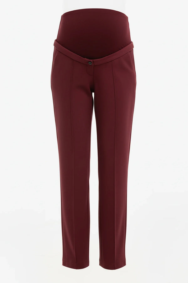 Elegante Umstandshose aus Punto-Twill – Bordeauxrot