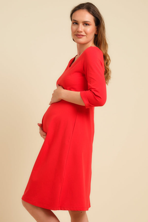 Umstands- und Stillkleid aus Baumwolle – Rot