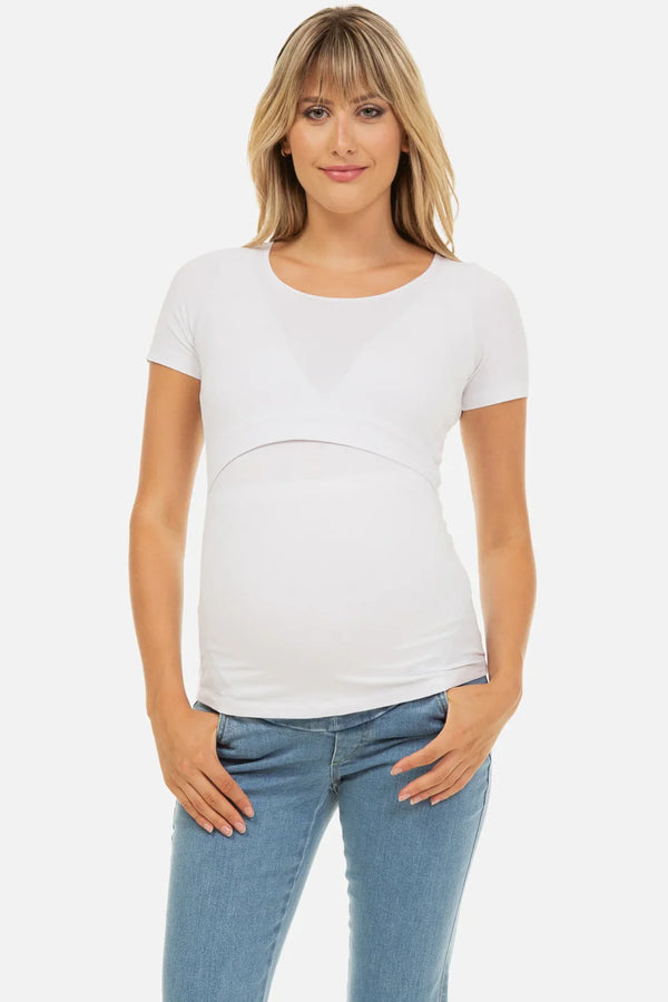 Umstands- & Stillshirt aus Baumwolljersey – Weiß