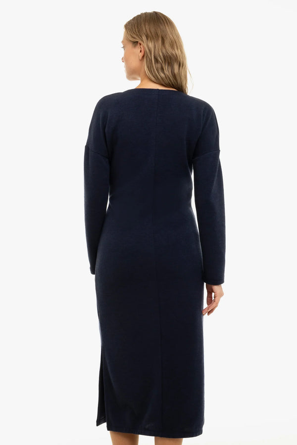 Langes gestricktes Umstands- und Stillkleid – Dunkelblau