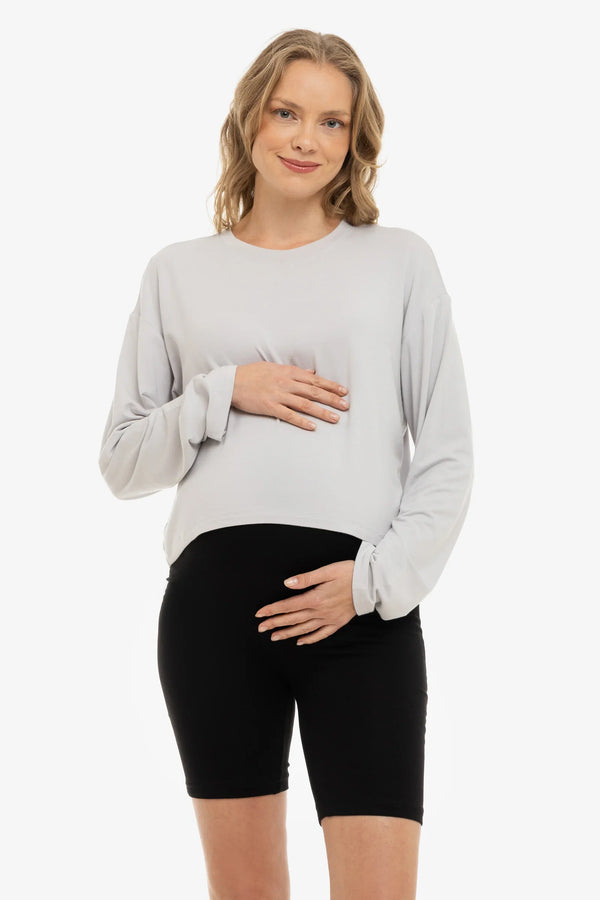 Doppellagige, weiche Umstandsleggings – Schwarz