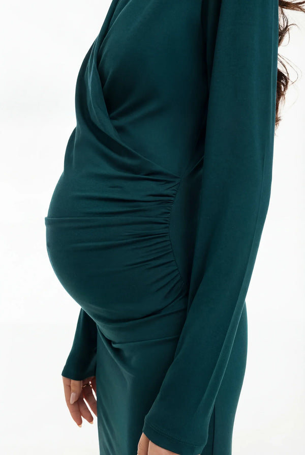 Umstands- und Stillkleid mit Wickeloptik – Teal