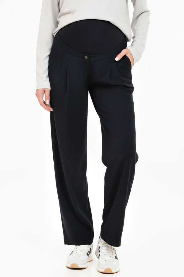 Travel-Umstandshose mit Falten – Dunkelblau