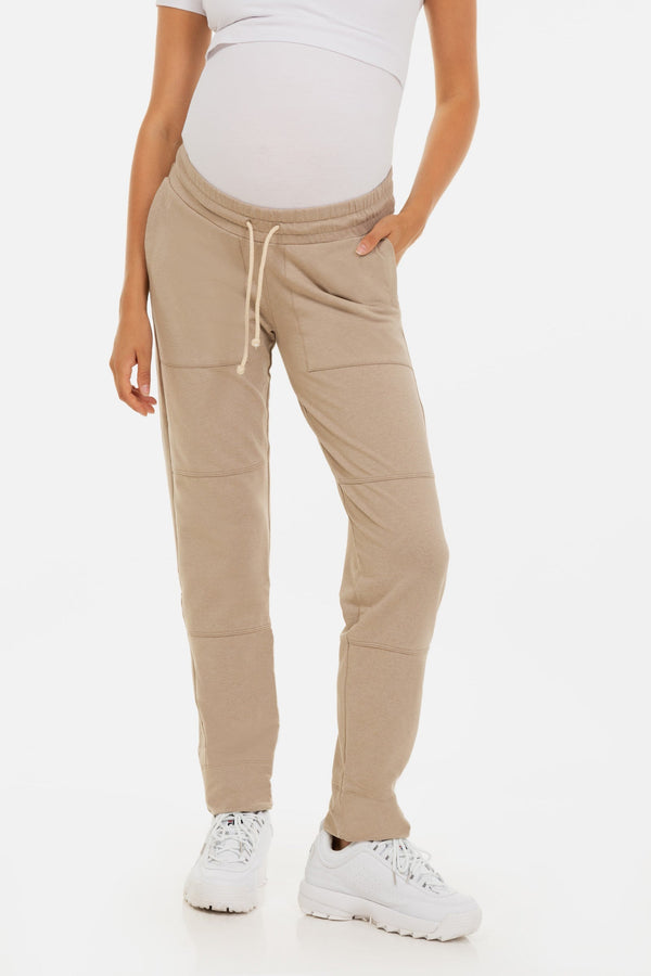 Lässige Umstandshose unter dem Bauch – Beige