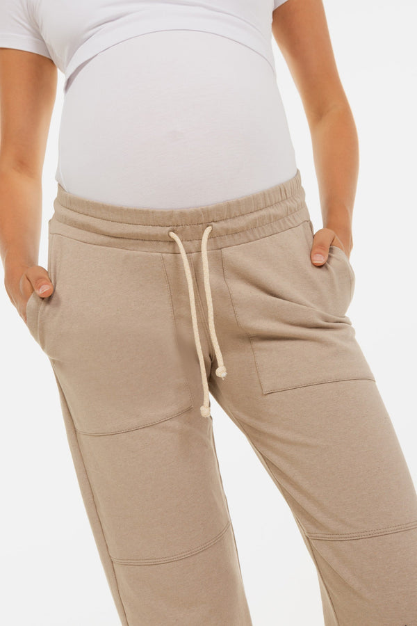 Lässige Umstandshose unter dem Bauch – Beige