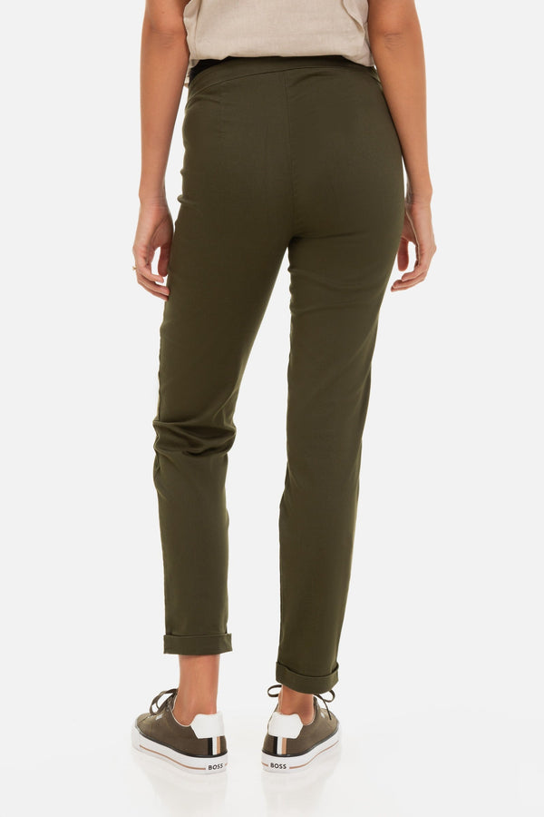 Elastische Umstandshose aus Baumwolle - Khaki