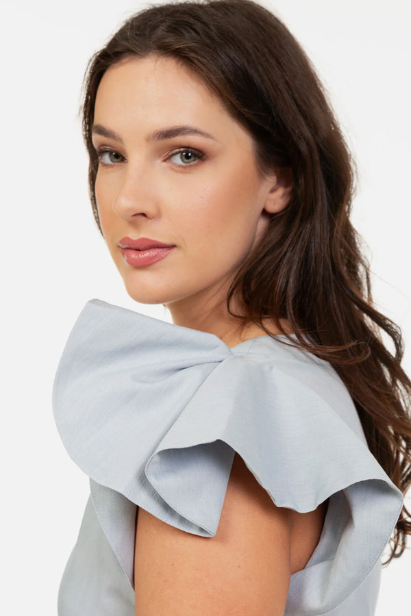 Langes Umstands- und Stillkleid aus Baumwolle mit Volants
