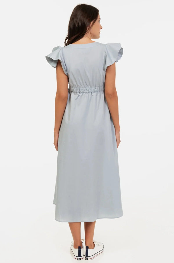 Langes Umstands- und Stillkleid aus Baumwolle mit Volants