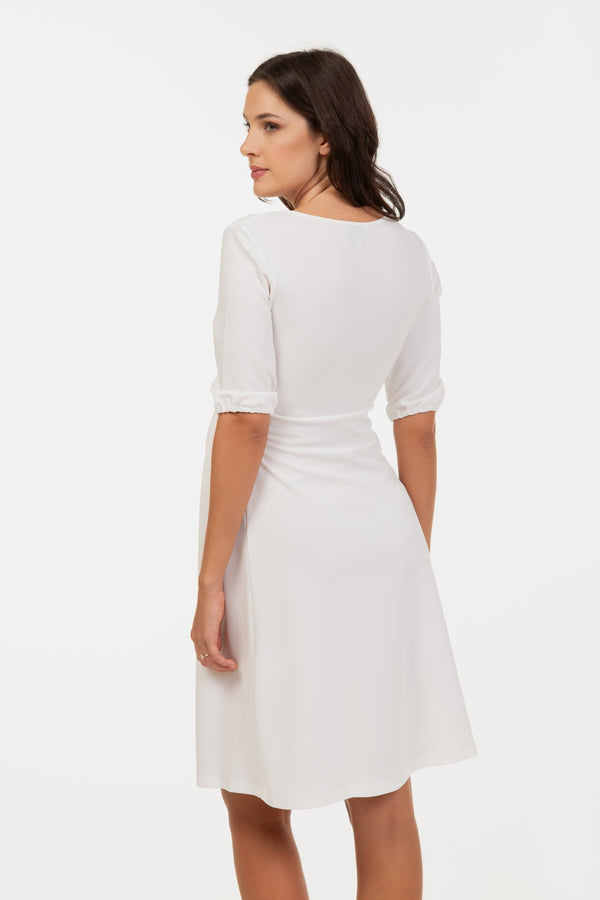 Umstands- und Stillkleid mit Knotendetail – Ecru