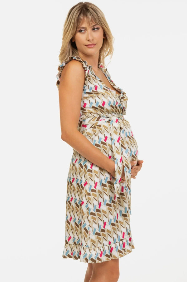 Satiniertes Umstands- & Stillkleid mit Volants
