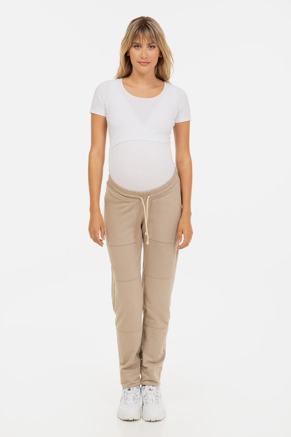 Lässige Umstandshose unter dem Bauch – Beige