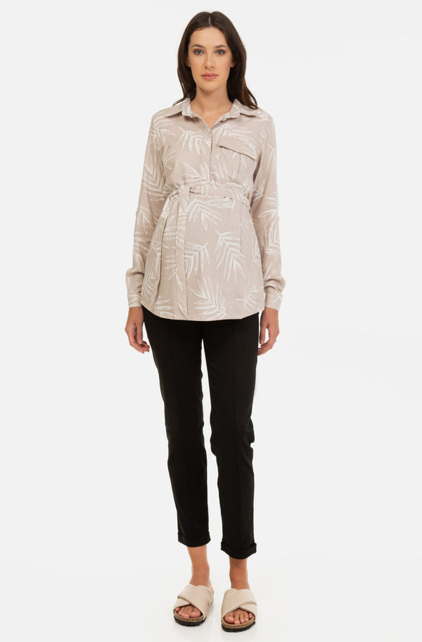 Umstands- und Stillbluse mit Muster aus Leinenmix