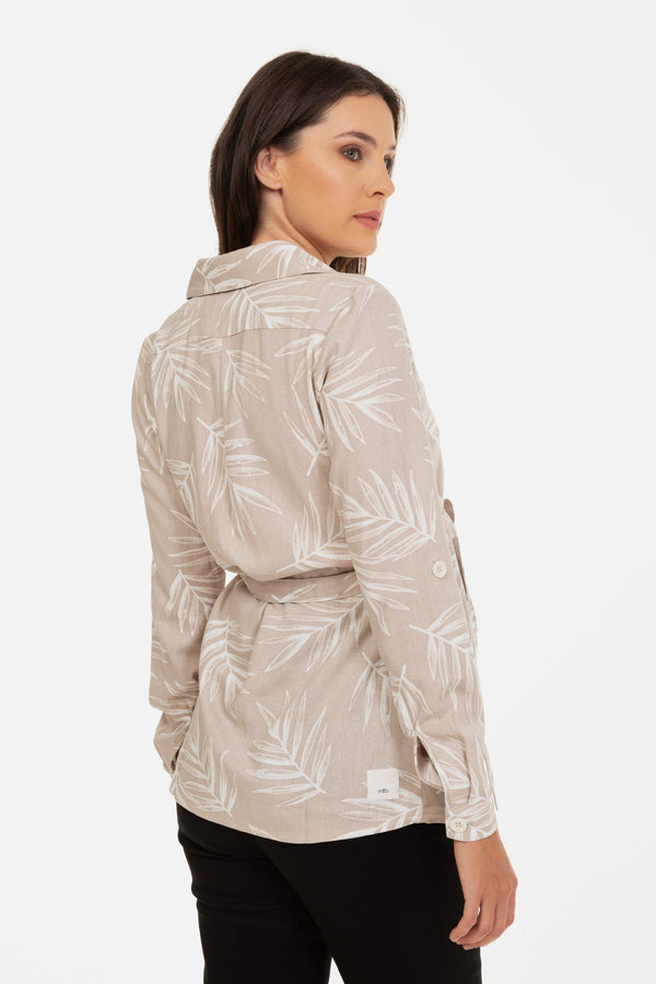 Umstands- und Stillbluse mit Muster aus Leinenmix