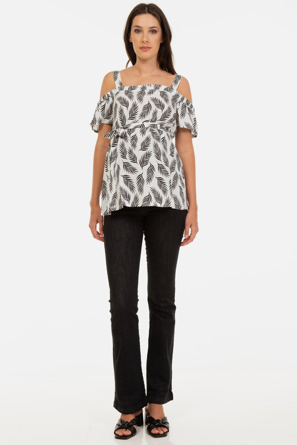 Flared Umstandsjeans – Schwarz