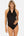 Umstandsbadeanzug mit Chiffonblumen – Schwarz
