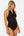 Umstandsbadeanzug mit Chiffonblumen – Schwarz