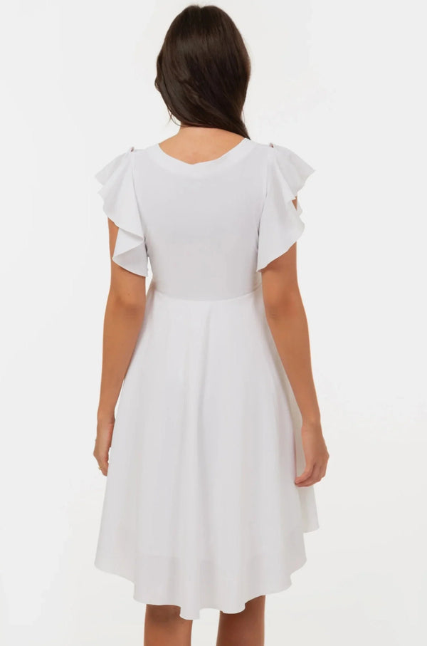 Luftiges Umstands- & Stillkleid mit Volantärmeln – Weiß