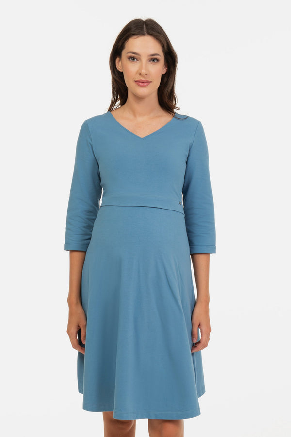 Umstands- und Stillkleid aus Baumwolle – Blau